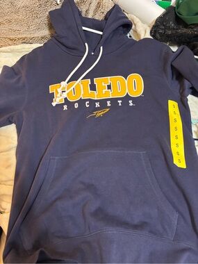 Champion Navy Hoodie with Yellow Toledo Rockets Logo